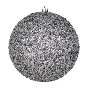  Vickerman N185707D 4.75" Silver Beaded Ball Drilled 6/Bag 
