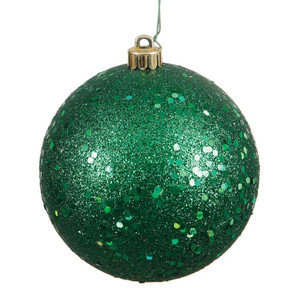Vickerman N591224DQ - 4.75 inch Emerald Sequin Ball Christmas Ornament - 4 Pack
