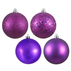  Vickerman N591226A 4.75" Plum 4 Finish Ball Asst 4/Box 