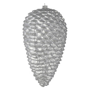 Vickerman N187307D 10" Silver Matte Glitter Pinecone 2/Box