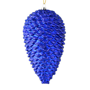 Vickerman N187322D - 10 inch Cobalt Blue Glitter Pinecone Christmas Ornament - 2 Pack