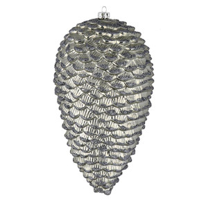 Vickerman N187387D 10" Pewter Matte Glitter Pinecone 2/Box