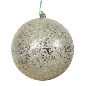 Vickerman N591238DQ - 4.75 inch Champagne Sequin Ball Christmas Ornament - 4 Pack