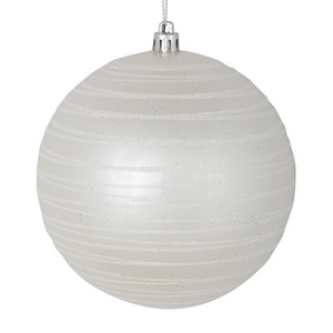  Vickerman N187711D 4.75" White Candy Glitter Ball 4/Bag 