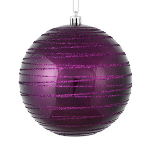  Vickerman N187726D 4.75" Plum Candy Glitter Ball 4/Bag 