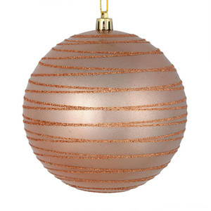 Vickerman N187758D 4.75" Rose Gold Candy Glitter Ball 4/Bag