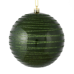 Vickerman N187764D 4.75" Moss Green Candy Glitter Ball 4/Bg