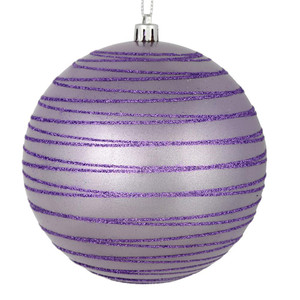 Vickerman N187786D - 4.75 inch Lavender Candy Glitter Ball Christmas Ornament - 4 Pack