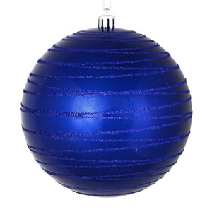 Vickerman N187822D - 6 inch Cobalt Blue Candy Glitter Ball Christmas Ornament - 3 Pack