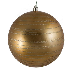 Vickerman N187833D 6" Copper/Gold Candy Glitter Ball 3/Bag 