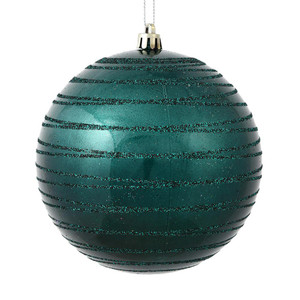 Vickerman N187862D - 6 inch Sea Blue Candy Glitter Ball Christmas Ornament - 3 Pack