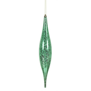 Vickerman N176644 - 13 inch Seafoam Mercury Teardrop Christmas Ornament - 2 Pack