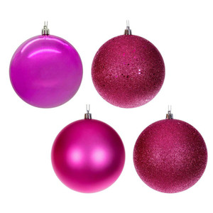 Vickerman N591259A - 4.75 inch Hot Pink 4-Finish Ball Christmas Ornament - 4 Pack
