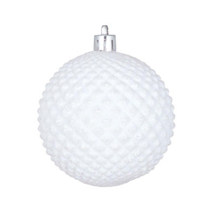 Vickerman N188511D 4" White Durian Glitter Ball 6/Bag