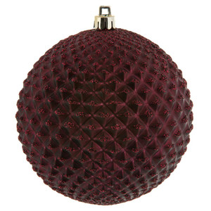 Vickerman N188519D 4" Wine Durian Glitter Ball 6/Bag