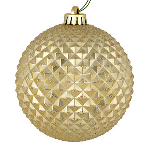 Vickerman N188538D - 4 inch Champagne Glitter Ball Christmas Ornament - 6 Pack