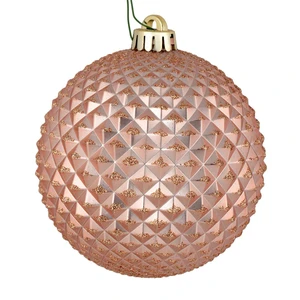 Vickerman N188558D 4" Rose Gold Durian Glitter Ball 6/Bag