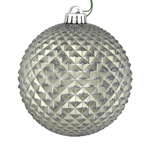 Vickerman N188587D - 4 inch Pewter Glitter Ball Christmas Ornament - 6 Pack