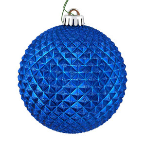Vickerman N188702D 6" Blue Durian Glitt Ball Orn Drill 4/Bg