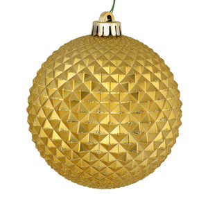 Vickerman N188708D 6" Gold Durian Glitt Ball Orn Drill 4/Bg 