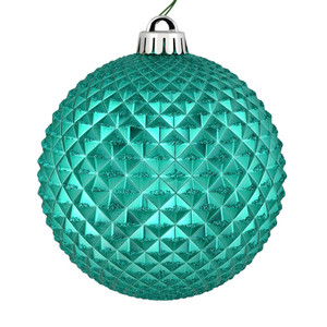 Vickerman N188742D 6" Teal Durian Glitt Ball Orn Drill 4/Bg