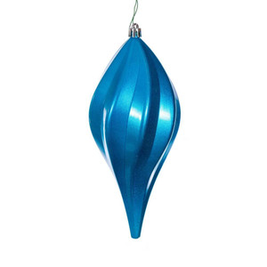 Vickerman N189512DCV - 8 inch Turquoise Candy Teardrop Outdoor Christmas Ornament - 3 Pack