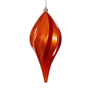 Vickerman N189518DCV - 8 inch Burnished Orange Candy Teardrop Outdoor Christmas Ornament - 3 Pack