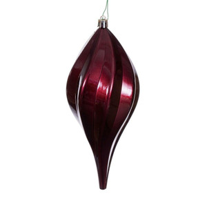 Vickerman N189565DCV - 8 inch Burgundy Candy Teardrop Outdoor Christmas Ornament - 3 Pack