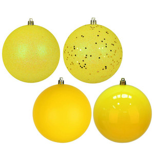 Vickerman N591278A - 4.75 inch Yellow 4-Finish Ball Christmas Ornament - 4 Pack
