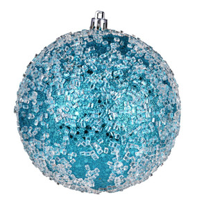 Vickerman N190312D - 6 inch Turquoise Glitter Ball Christmas Ornament - 4 Pack