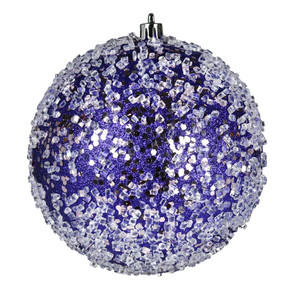  Vickerman N190366D 6" Purple Glitter Hail Ball 4/Bag 