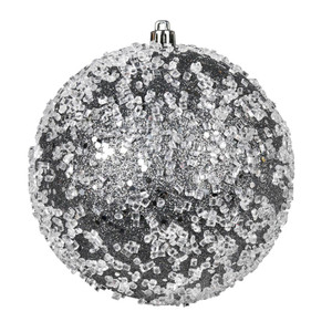 Vickerman N190387D 6" Pewter Glitter Hail Ball 4/Bag