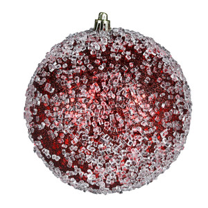  Vickerman N190565D 10" Burgundy Glitter Hail Ball 