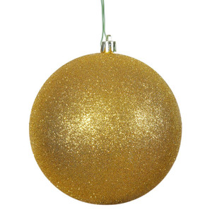  Vickerman N592030DG 8" Ant. Gold Glitter Ball Drilled Cap 