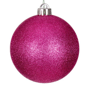 Vickerman N592059DG 8" Hot Pink Glitter Ball Drilled Cap