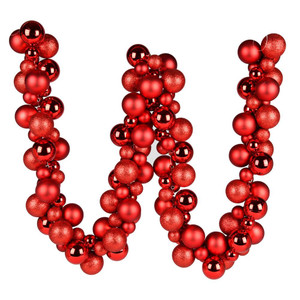 Vickerman N191203 - 6 ft Red Ball Christmas Garland - Unlit