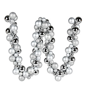 Vickerman N191207 6ft Silver Assorted Ornament Ball Garland