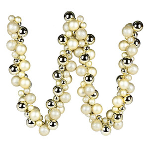  Vickerman N191238 6ft Champagne Assorted Ornament Ball Garland 