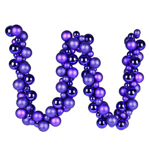 Vickerman N191266 - 6 ft Purple Ball Christmas Garland - Unlit