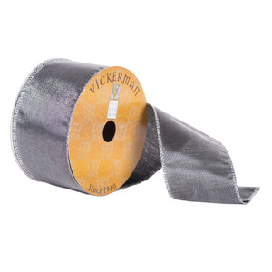 Vickerman Q170089 - Gray / Silver Shiny Satin Wired Decorative Ribbon - 2.5" x 10 Yards