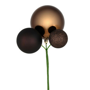 Vickerman N193175 - 18 inch Chocolate 4-Finish Ball Christmas Ornament - 3 Pack