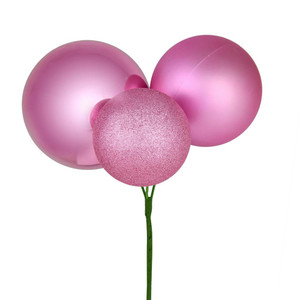 Vickerman N193279 - 18 inch Pink 4-Finish Ball Christmas Ornament - 2 Pack