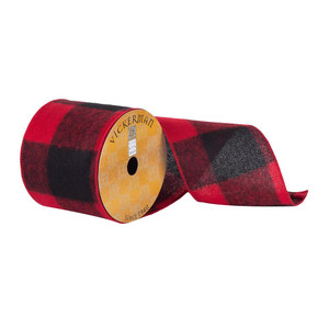Vickerman Q181165 - Red / Black Soft Plaid Wired Decorative Ribbon - 4" x 10 Yards