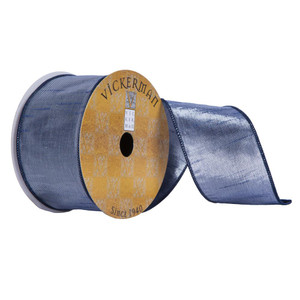 Vickerman Q201959 - Blue / Silver Sheen Wired Decorative Ribbon - 2.5" x 10 Yards