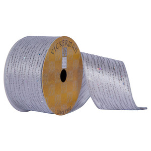 Vickerman Q202436 - Silver Sheen Glitter Lines Wired Decorative Ribbon - 2.5" x 10 Yards