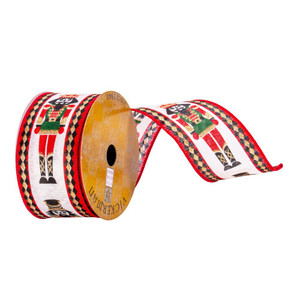 Vickerman Q214631 - Red / Cream Nutcracker Wired Christmas Ribbon - 2.5" x 10 Yards