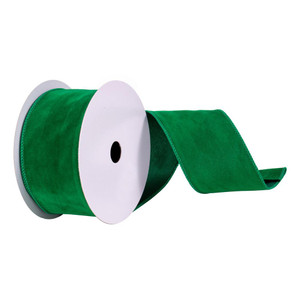 Vickerman Q214875 - Green Faux Suede Wired Decorative Ribbon - 2.5" x 10 Yards