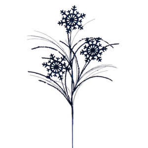 Vickerman QG223031 - 31 in. Midnight Blue Mdnt Snowflake Glitter Artificial Spray - 6 Pack