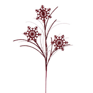 Vickerman QG223065 - 31 in. Burgundy Snowflake Glitter Artificial Spray - 6 Pack