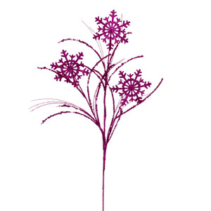 Vickerman QG223070 - 31 in. Fuchsia Snowflake Glitter Artificial Spray - 6 Pack
